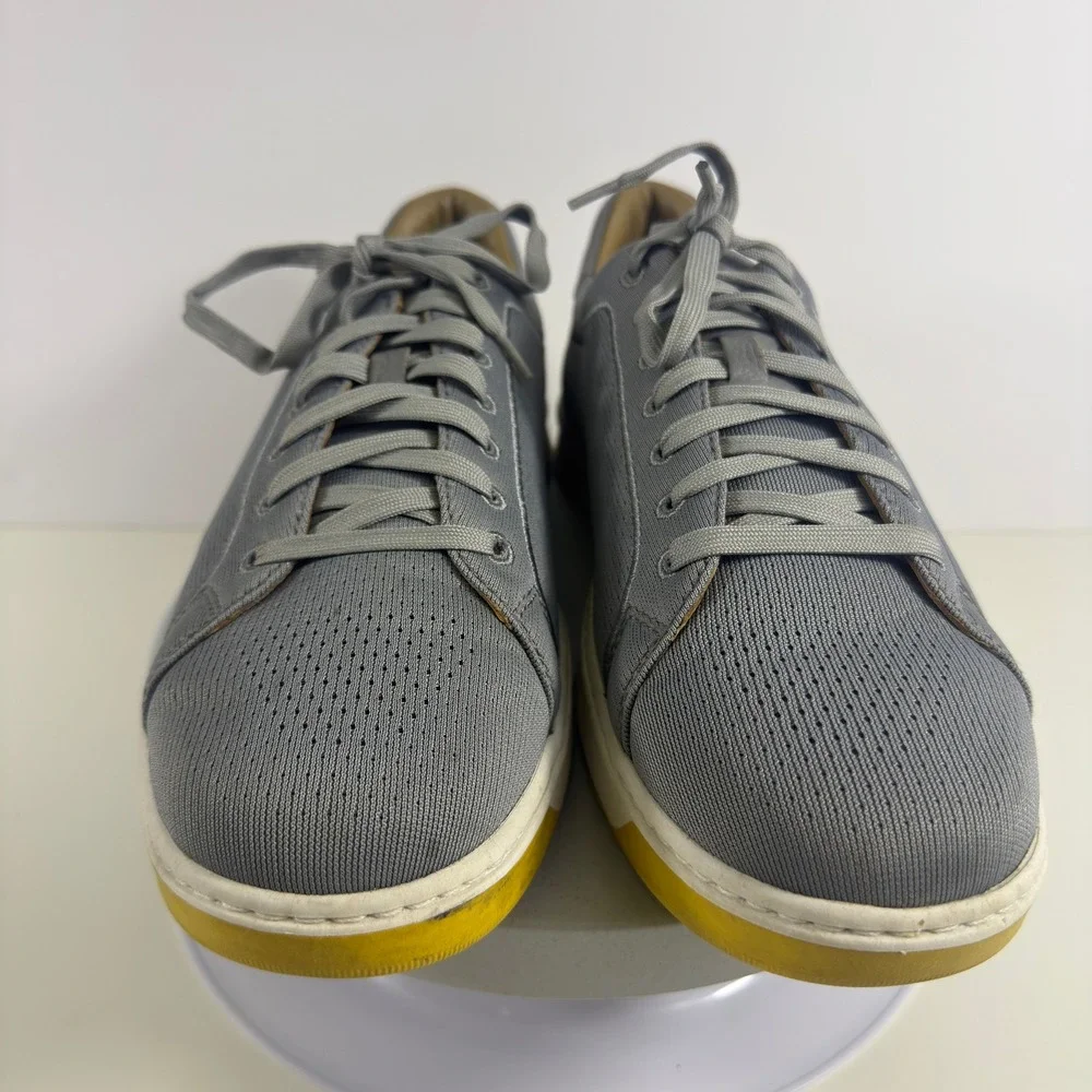 Johnston & Murphy Trufoam Mens Grey Knit Leather Trim Casual Sneakers Shoes 10.5